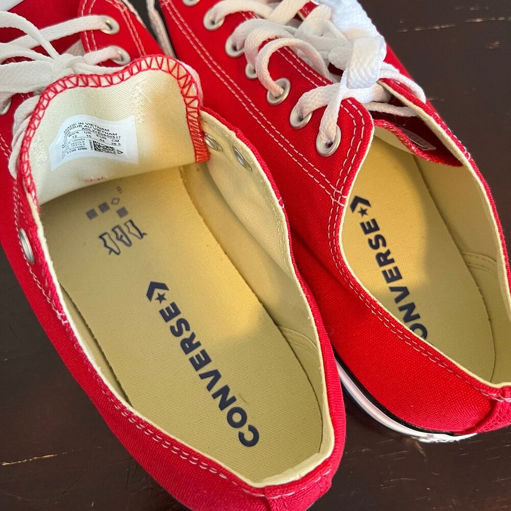 Converse All Star Low Top Sneakers Red White Unisex Men’s 10 Women’s 12 - Picture 9 of 11
